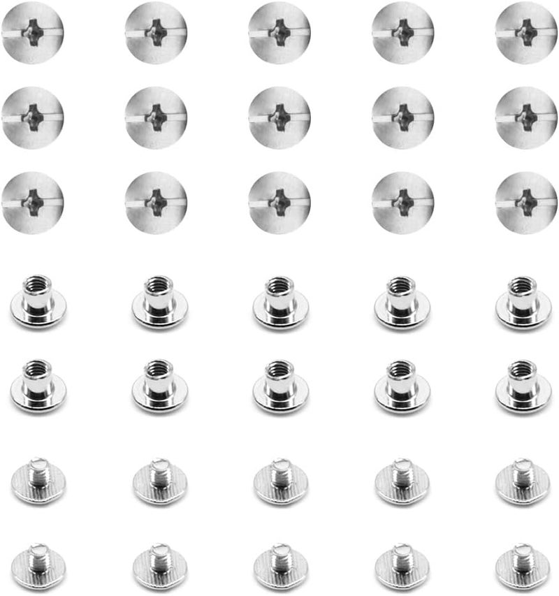 Ruidee 100Pcs/50Set Chicago Screws M5x5mm Book Binding Rivets Screw Posts Round Flat Head Stud Screw for DIY Leather Albums (DZBD/M5x5) - Image 1